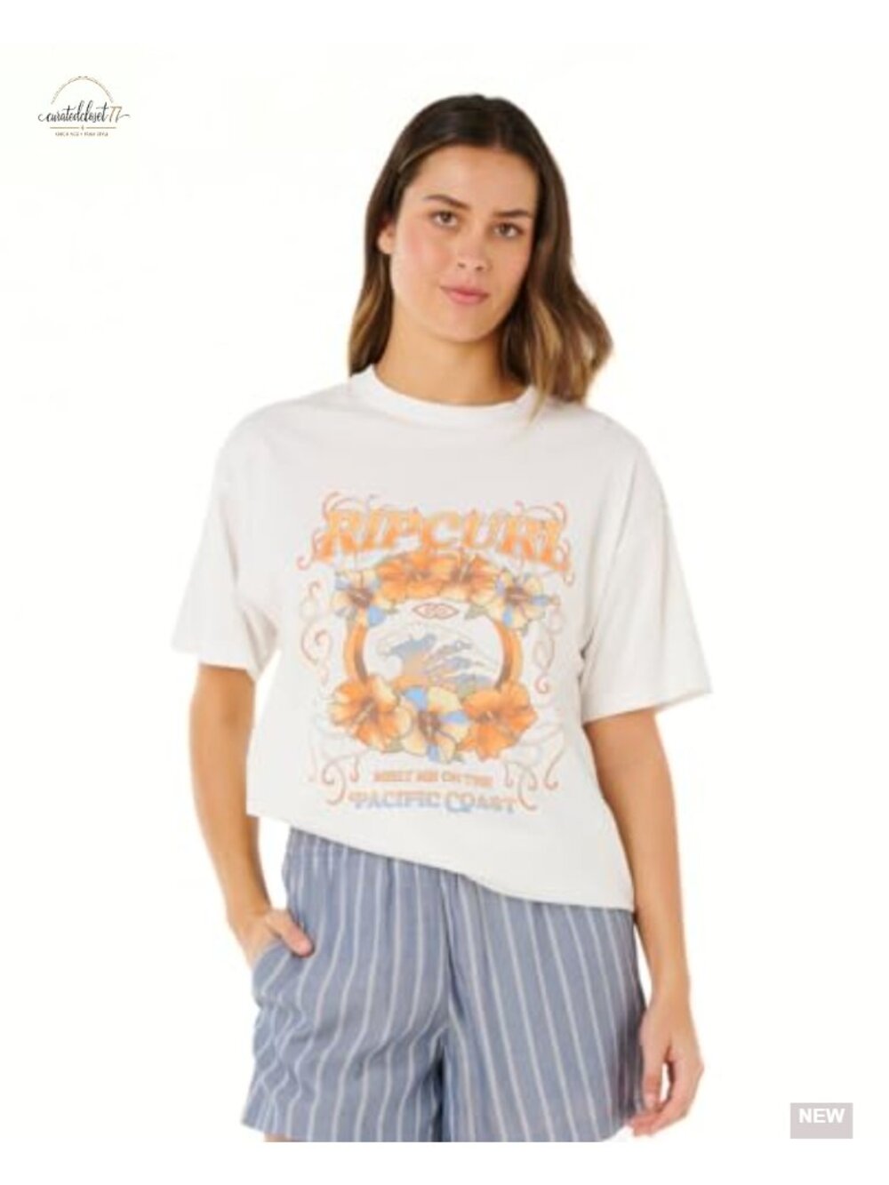 Women's 100% Cotton Crew Neck Tee, Stone Wash, Oversize Fit, Short Sleeve